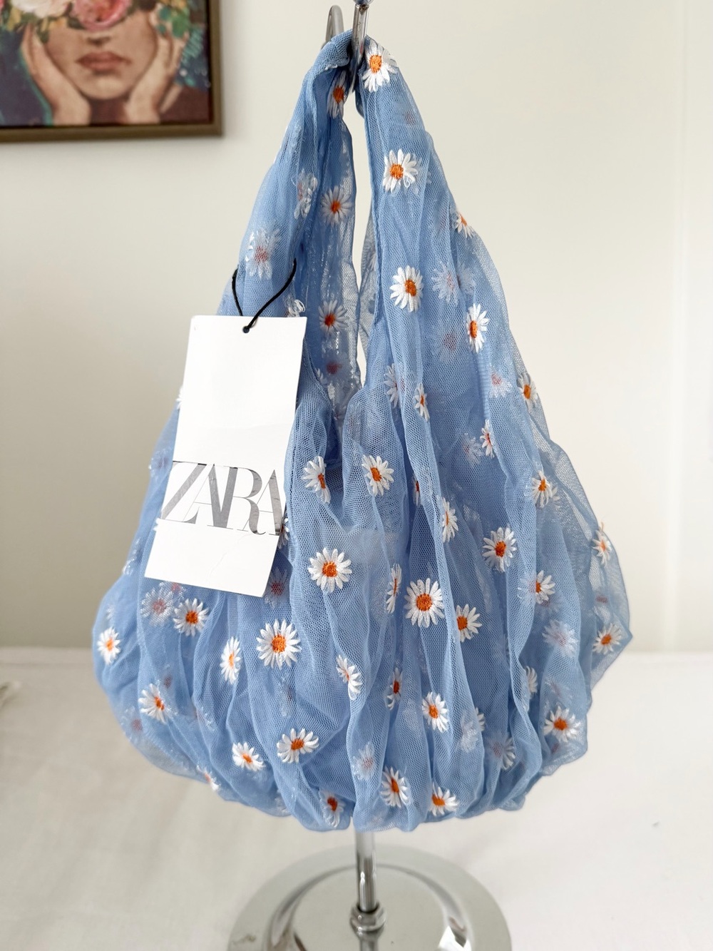 Zara Embroidered Tulle Bucket Bag - Picture 6 of 6